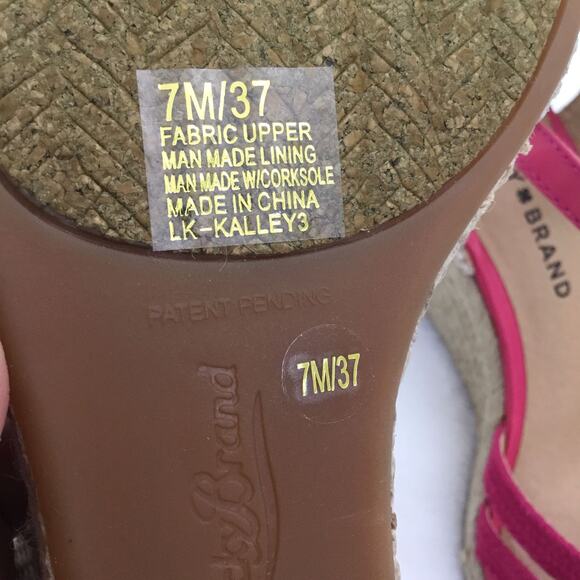 LUCKY BRAND Kalley Pink Raspberry Wedges Heels Size 7 - Picture 7 of 8